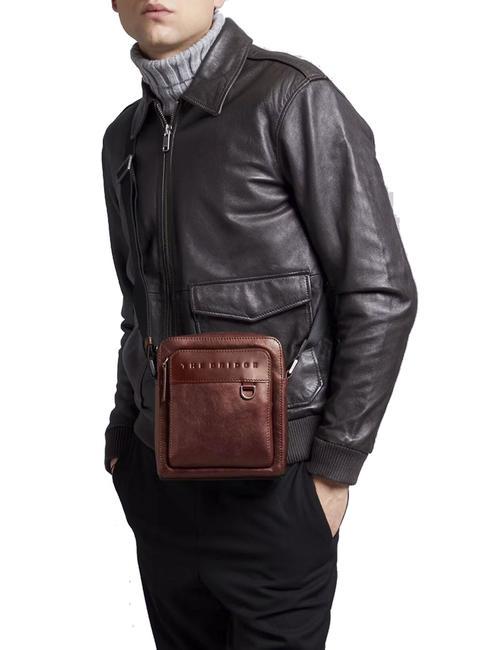 DAMIANO  Leather bag Brown / Ruthenium - Over-the-shoulder Bags for Men