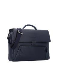 PIQUADRO PAN  15" PC briefcase, in leather blue - Work Briefcases - 2