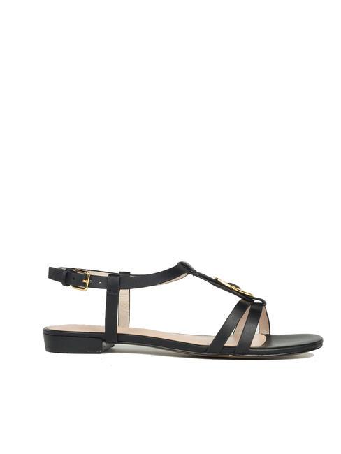 CHARA SMOOTH Flat leather sandals Black - Women’s shoes