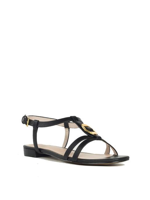 CHARA SMOOTH Flat leather sandals Black - Women’s shoes