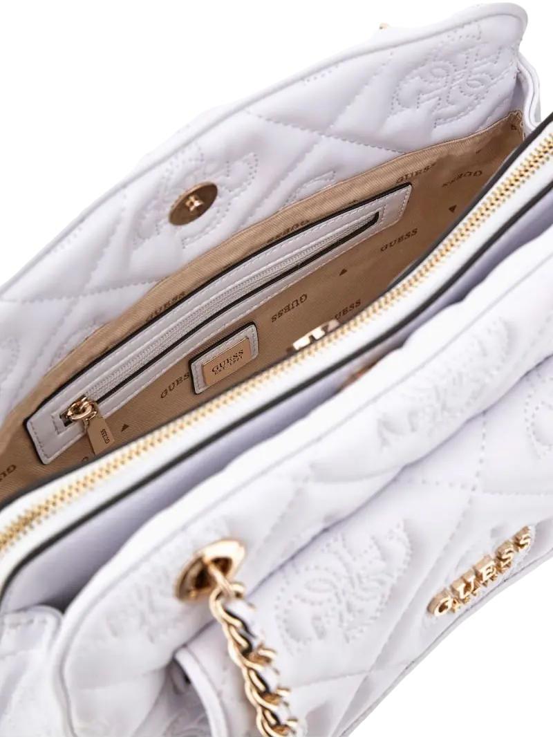 Guess Marieke Shoulder Bag White Logo - Buy At Outlet Prices!