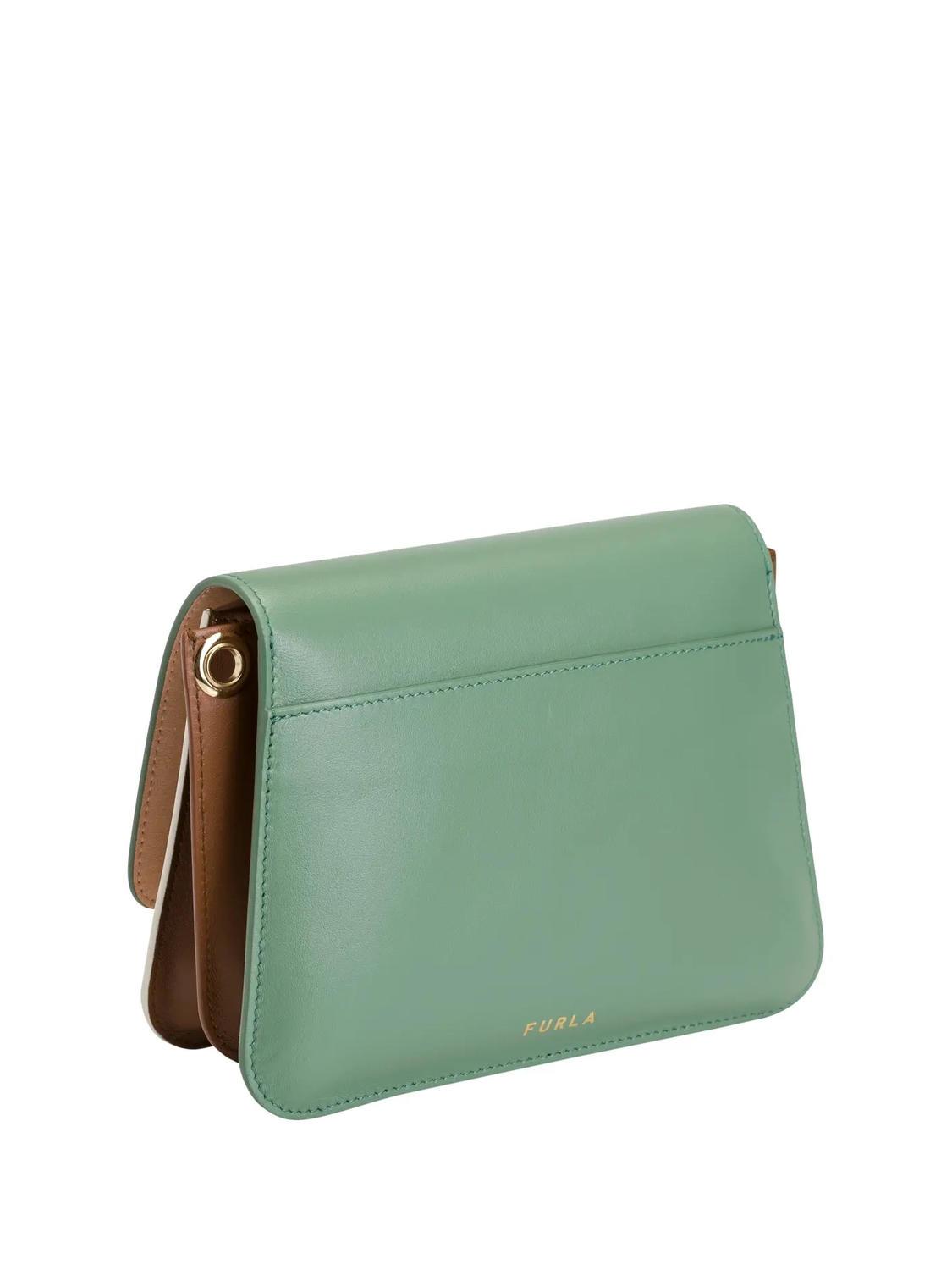 Furla Gemma Leather Shoulder Bag Olive Talc H Cognac H Buy At Outlet Prices