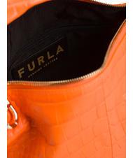 FURLA GINGER Small handbag in coconut leather fluorescent orange - Women’s Bags - 3