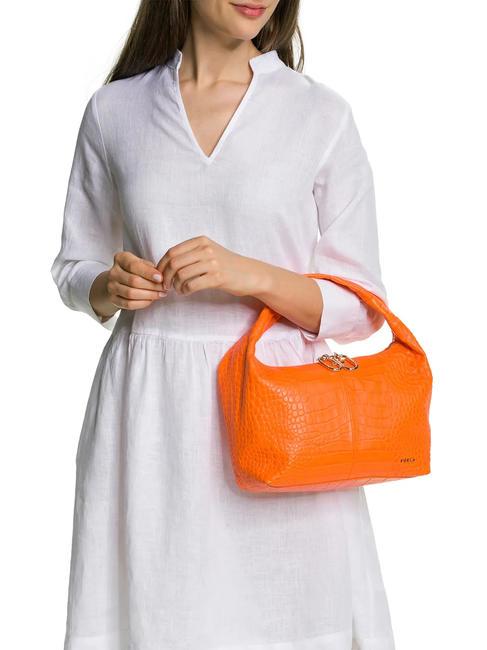GINGER Small handbag in coconut leather fluorescent orange - Women’s Bags