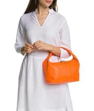 FURLA GINGER Small handbag in coconut leather fluorescent orange - Women’s Bags - 4