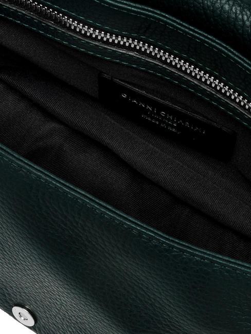 ADELE Leather clutch bag with metal shoulder strap deep green - Women&rsquo;s Bags
