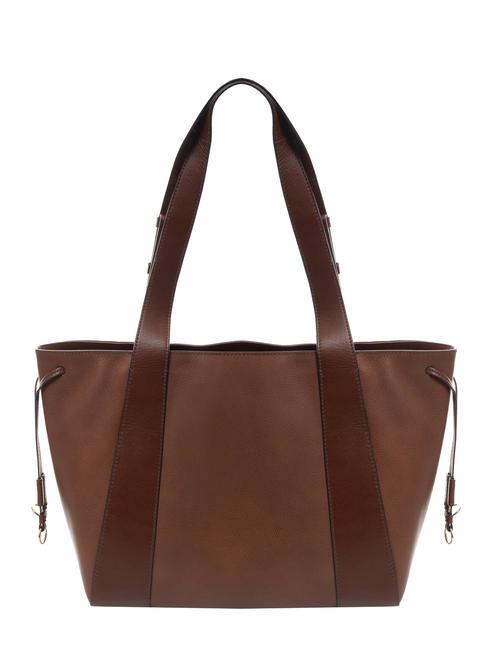 CARLOTTA Leather shoulder shopping bag BROWN - Women’s Bags