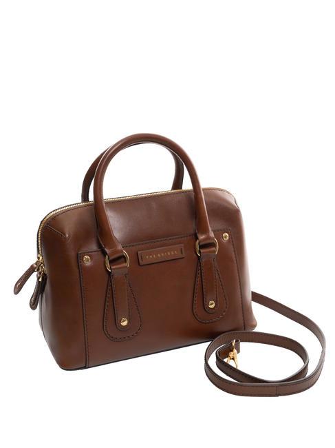 CECILIA Leather trunk bag with shoulder strap BROWN - Women’s Bags