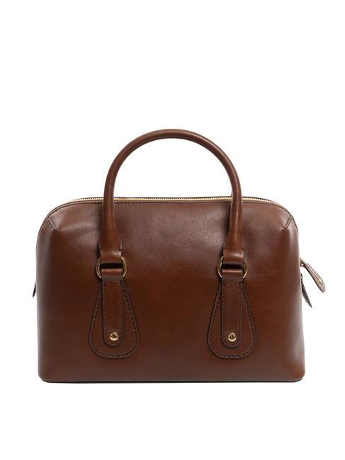 CECILIA Leather trunk bag with shoulder strap BROWN - Women’s Bags