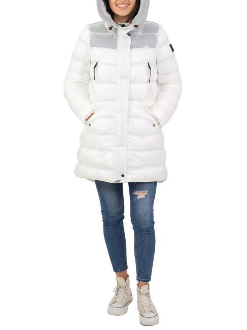 STAND RT Long down jacket with colored padding white - Women's down jackets