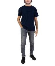 ASPESI BASIC FLOCK Cotton T-shirt with logo navy - T-shirt - 5