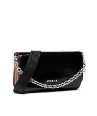 FURLA SPLENDIDA MIni bag in leather with shoulder strap black + cognac h - Women’s Bags - 2