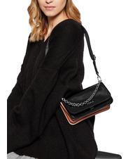 FURLA SPLENDIDA MIni bag in leather with shoulder strap black + cognac h - Women’s Bags - 7