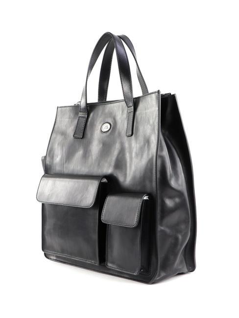 STORY UOMO Vertical leather shopper, with shoulder strap Black - Women’s Bags