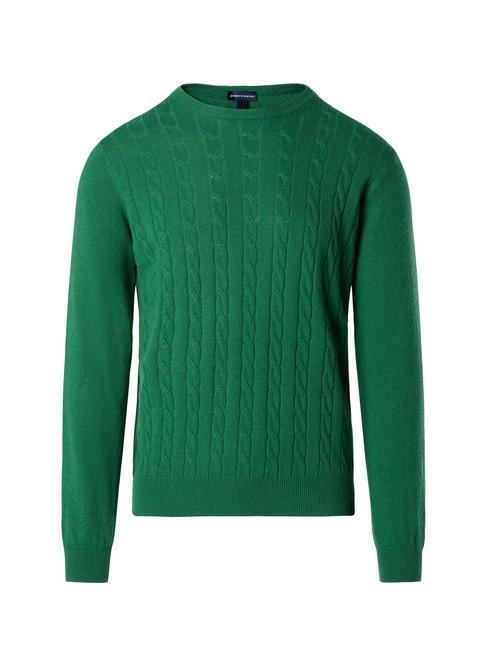 CABLE Cable crewneck sweater eden green - Men's Sweaters