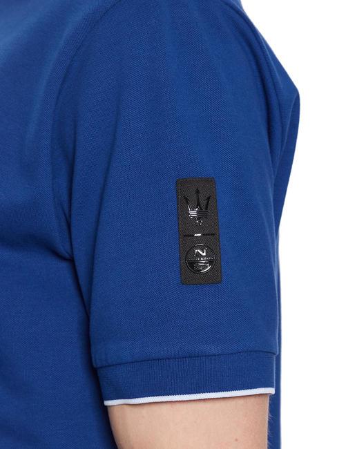MASERATI Short sleeve stretch cotton polo shirt electric blue - Polo shirt