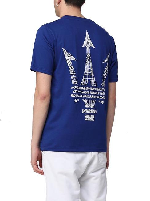 MASERATI Cotton T-shirt with print electric blue - T-shirt
