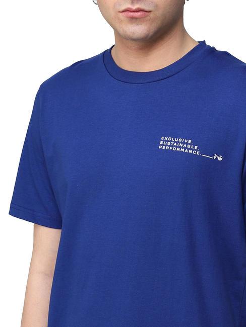 MASERATI Cotton T-shirt with print electric blue - T-shirt