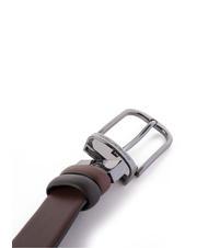 PIQUADRO BLACK SQUARE Reversible leather belt dark brown head - Belts - 3