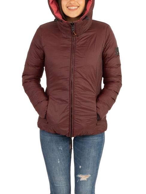 SCIRE NY DOUBLE Double-sided down jacket with hood Cordovan leather - Tabasco - Women's down jackets