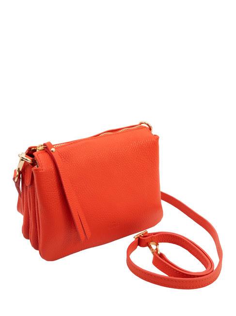 SIMONA Tris dollar leather shoulder bag coral - Women’s Bags