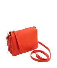 LESAC SIMONA Tris dollar leather shoulder bag coral - Women’s Bags - 2