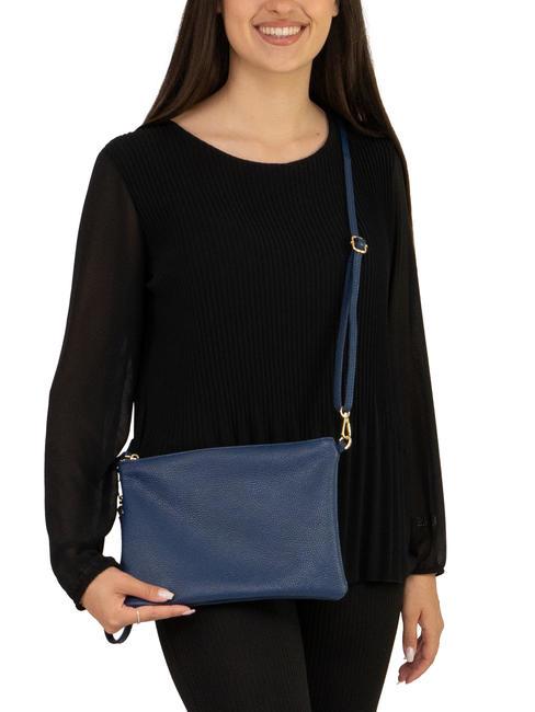 CLAUDIA Dollar leather clutch bag with shoulder strap jeans - Women’s Bags