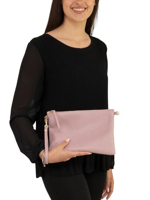 CLAUDIA Dollar leather clutch bag with shoulder strap millennial pink - Women’s Bags