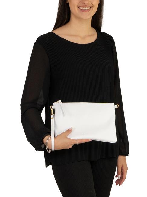 CLAUDIA Dollar leather clutch bag with shoulder strap optical white - Women&rsquo;s Bags