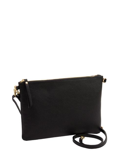CLAUDIA Dollar leather clutch bag with shoulder strap black - Women’s Bags