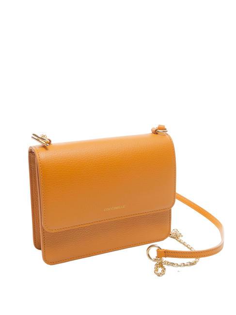 ANNE Mini bag with flap in hammered leather paprika - Women’s Bags