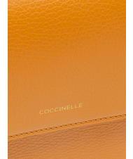 COCCINELLE ANNE Mini bag with flap in hammered leather paprika - Women’s Bags - 5