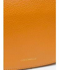 COCCINELLE ANNE Mini shoulder bag in hammered leather paprika - Women’s Bags - 5
