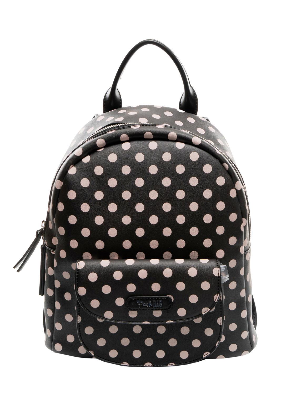 Pash Bag Lady Polka Dot Backpack With Scarf Black Beige Buy At Outlet Prices
