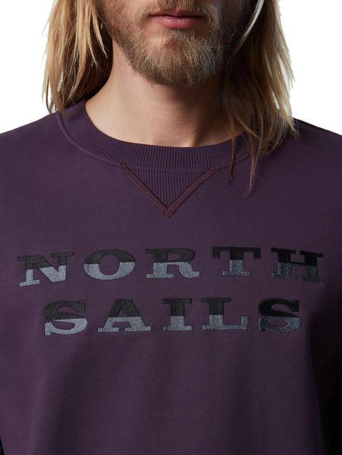 LETTERING LOGO Cotton crewneck sweatshirt dark plum - Sweatshirts