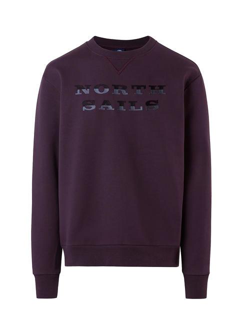 LETTERING LOGO Cotton crewneck sweatshirt dark plum - Sweatshirts