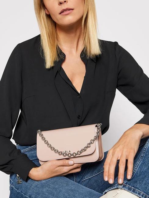 SPLENDIDA MIni bag in leather with shoulder strap bon bon+cappuccino+black - Women’s Bags