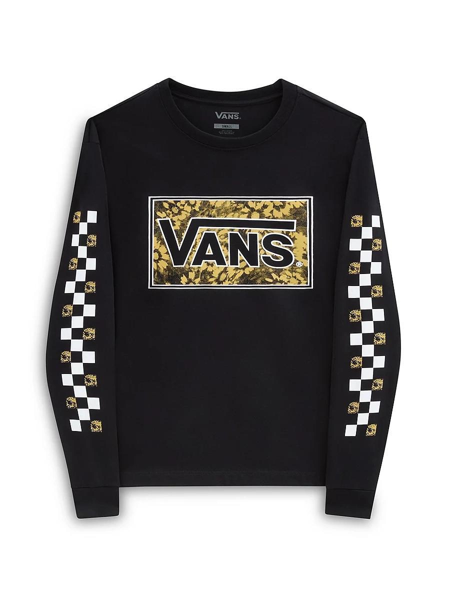 Vans Abstract Flower Long Sleeve Cotton T Shirt Black Buy At Outlet Prices