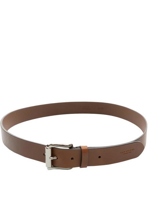 SQUARED BUCKLE Leather belt, can be shortened brown 14/ruthenium palladium - Belts