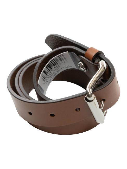 SQUARED BUCKLE Leather belt, can be shortened brown 14/ruthenium palladium - Belts