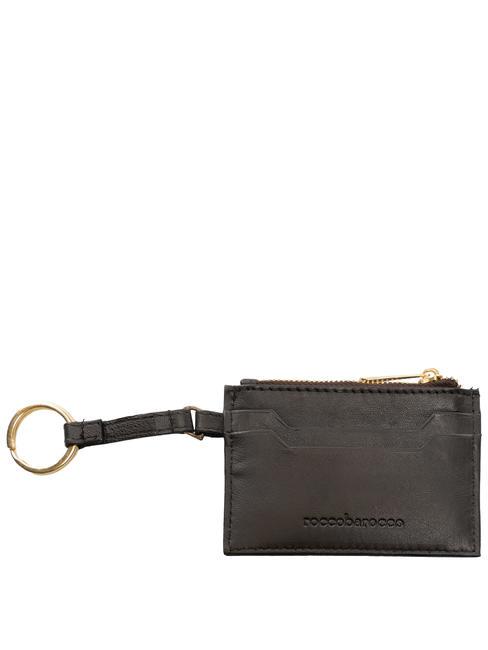 LETTERING Leather card holder / key ring dark brown - Women’s Wallets