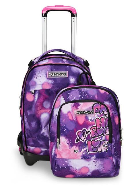 DETACH BUBBLE STREET Detachable double backpack trolley ROSE VIOLET - Backpack trolleys