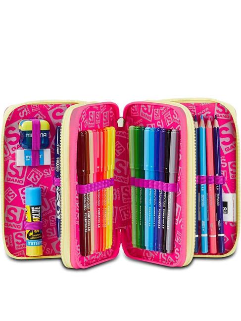 UNICORN LED Pencil case with complete school kit BLACK STRIPED FOREST - Cases and Accessories