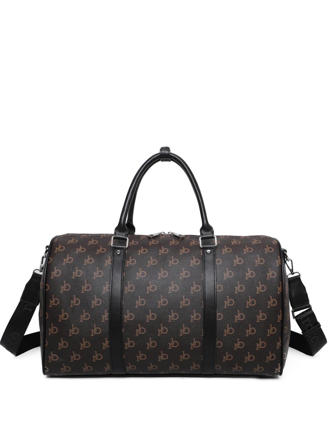 Roccobarocco Monogram Travel Bag With Shoulder Strap Brown Buy At Outlet Prices