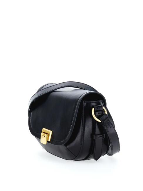 FEDERICA  Mini shoulder bag, in leather Black Gold - Rigid Trolley Cases