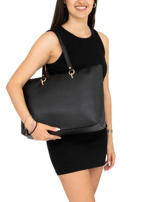 VIOLA  Leather shopping bag black - Women’s Bags