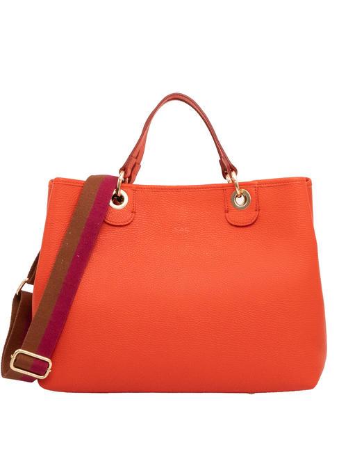 LAURA Leather double shoulder bag and pouch coral - Women’s Bags
