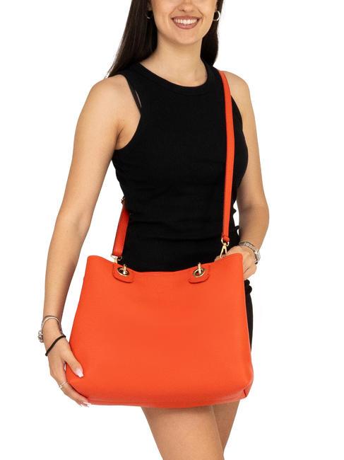 LAURA Leather double shoulder bag and pouch coral - Women’s Bags
