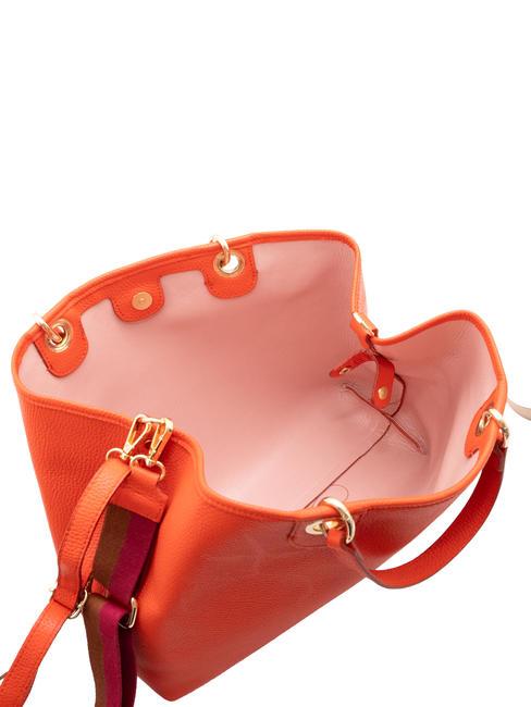 LAURA Leather double shoulder bag and pouch coral - Women’s Bags