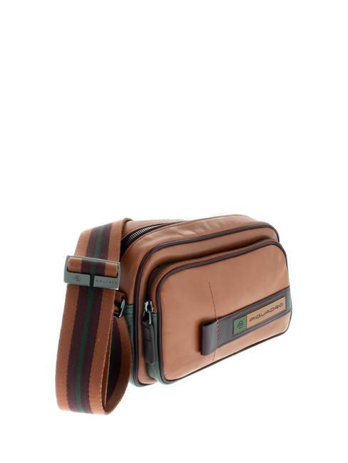 CAMPIONARIO -  FEBO Leather bag BEIGE / GREEN - Over-the-shoulder Bags for Men